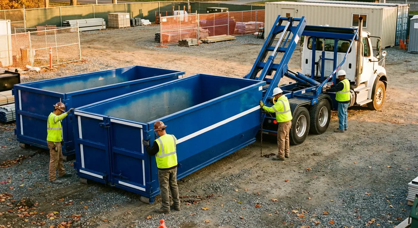 Commercial dumpster logistics and delivery truck access in Redwood City, CA